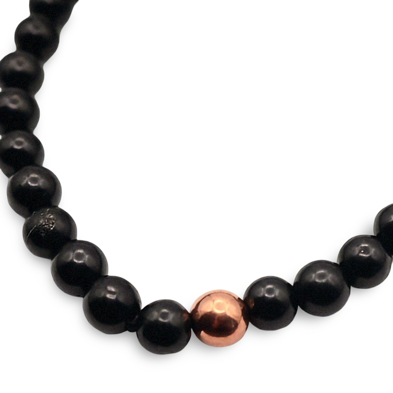 Bracelet - AAA Shungite with One Copper Bead - 6mm