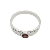 Ring - 925 Sterling Silver - Rond Gemstone Garnet
