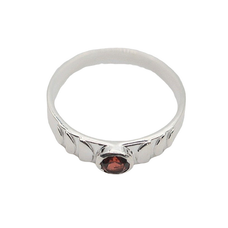 Ring - 925 Sterling Silver - Rond Gemstone Garnet