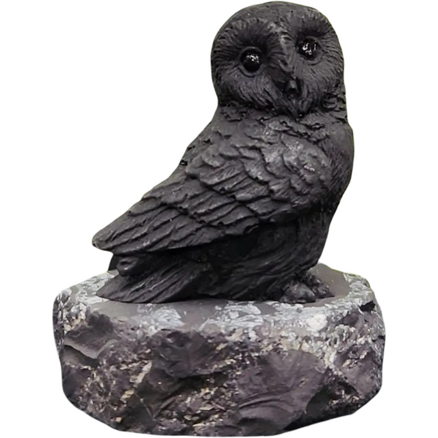 Home Decor - Shungite Sculpture - Owl Facing Sideways (2.25x1.75x2.25")