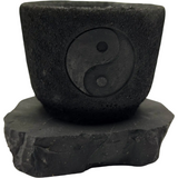 Candle Holder - Shungite with Ying Yang - 6x5x5.5cm