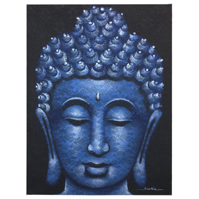 Home Decor -Buddha Painting -Blue Brocade Detail