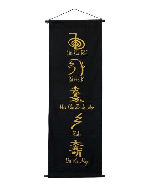 Banner -Cotton Hand Printed -Reiki Symbols Arômes & Évasions.