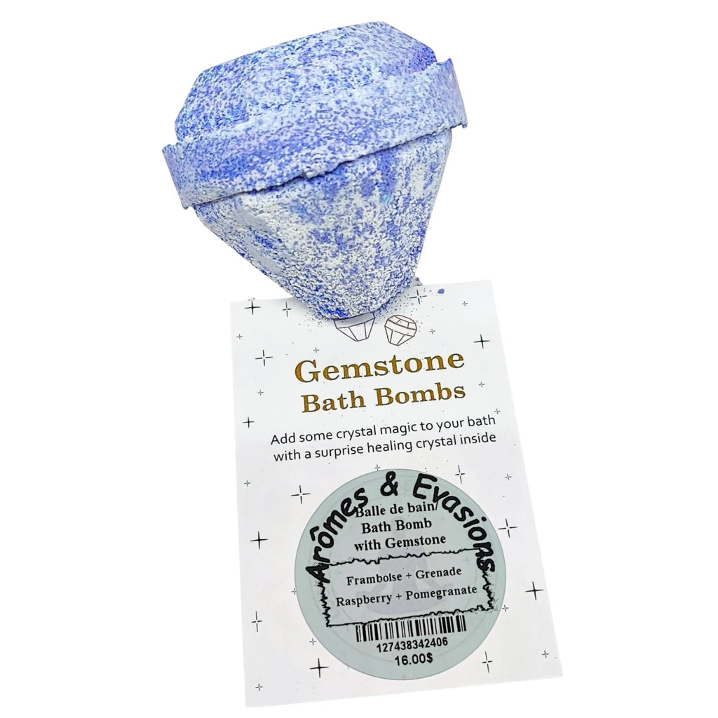 Bath Bomb -Gemstone -White & Blue -Raspberry & Pomegranate