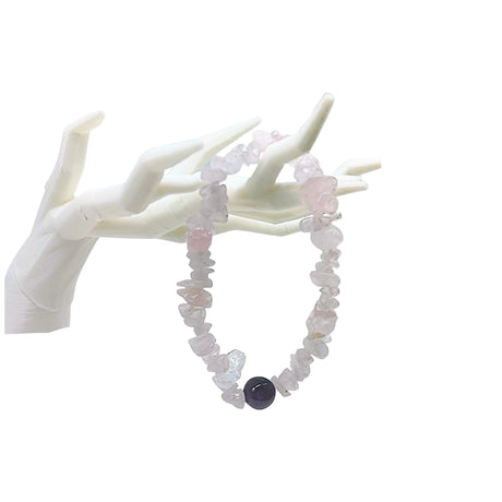 Bracelet -Rose Quartz Chips -Amethyst Bead