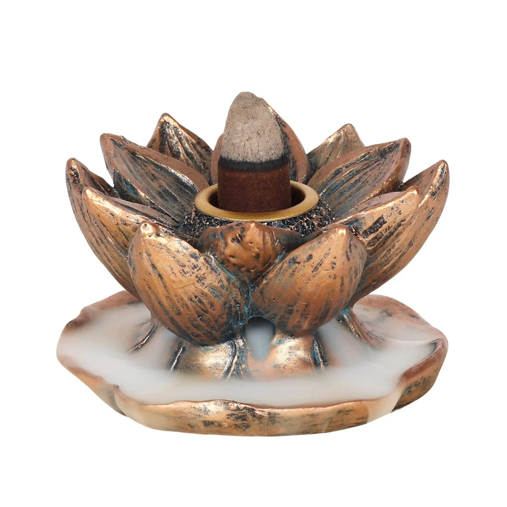 Incense Burner -Backflow Cone -Bronze Lotus