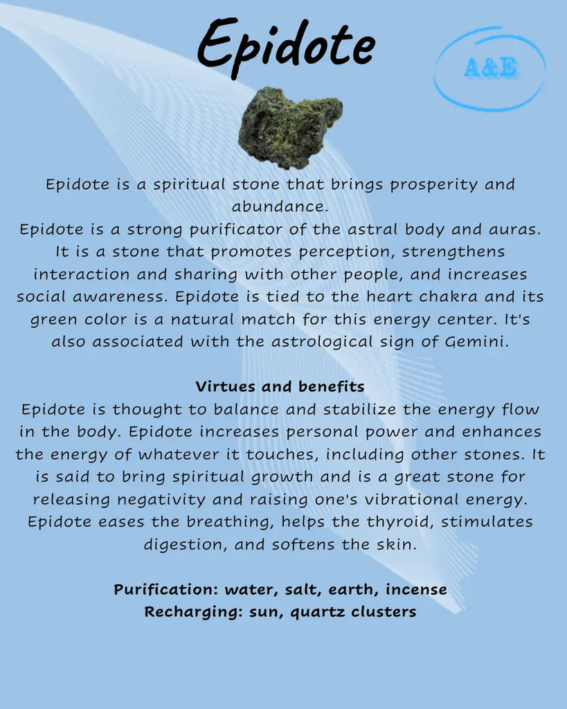 Descriptive Cards -Precious Stones & Crystals -Epidote