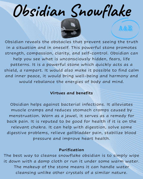 Descriptive Cards -Precious Stones & Crystals -Snowflake Obsidian