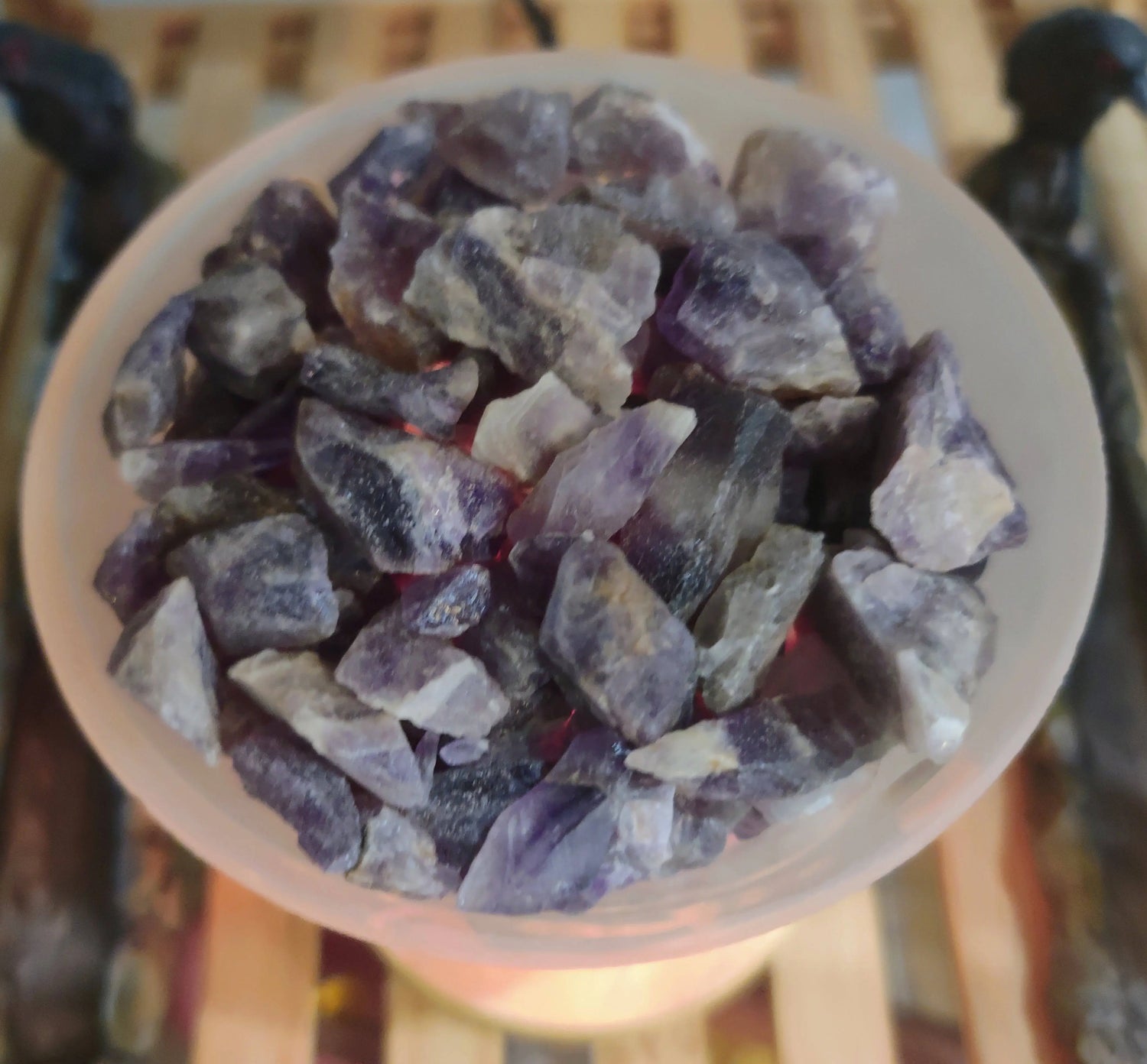 Home Decor -Lamp -Amethyst -Frosted Glass -Pentacle -Moons -4.75-5”H