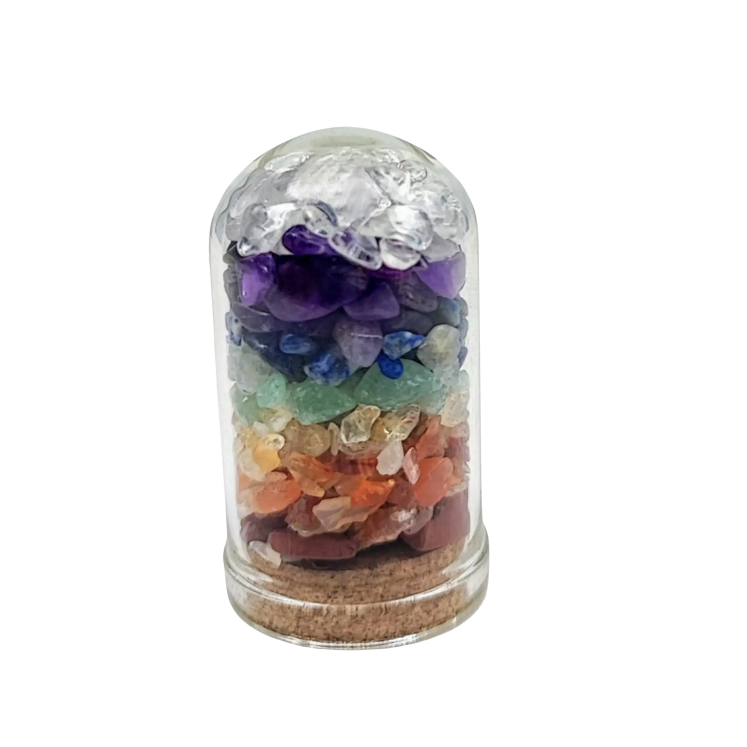 Home Decor - Small Decorative Bell - 7 Chakras - Mixed Gemstones Chips - 15ml