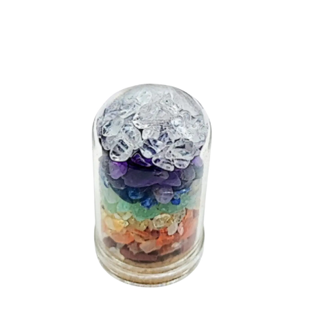 Home Decor - Small Decorative Bell - 7 Chakras - Mixed Gemstones Chips - 15ml