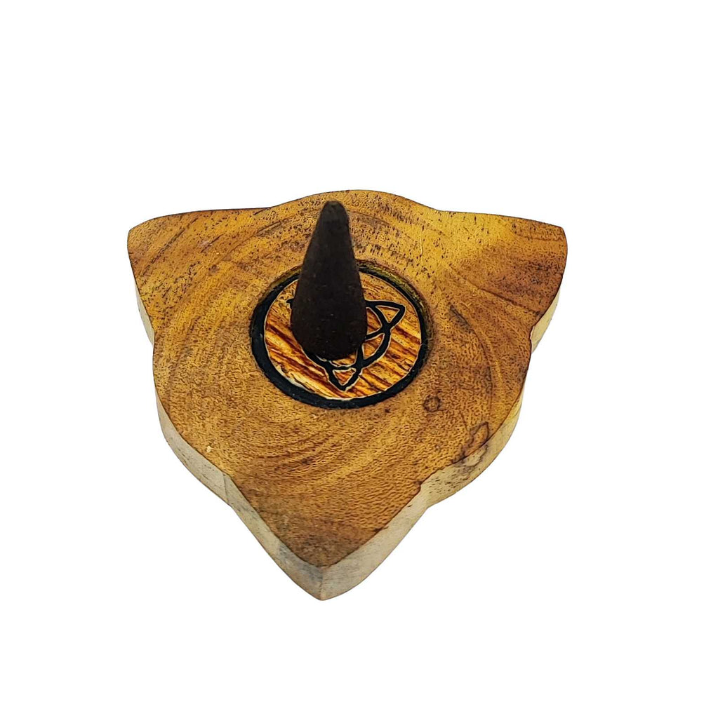 Incense Burner -Cones & Sticks -Wood -Triquetra