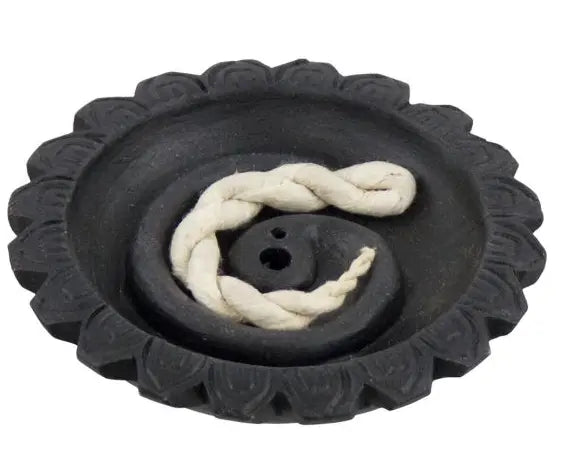 Incense Burner -Rope Holder -Black -Ceramic