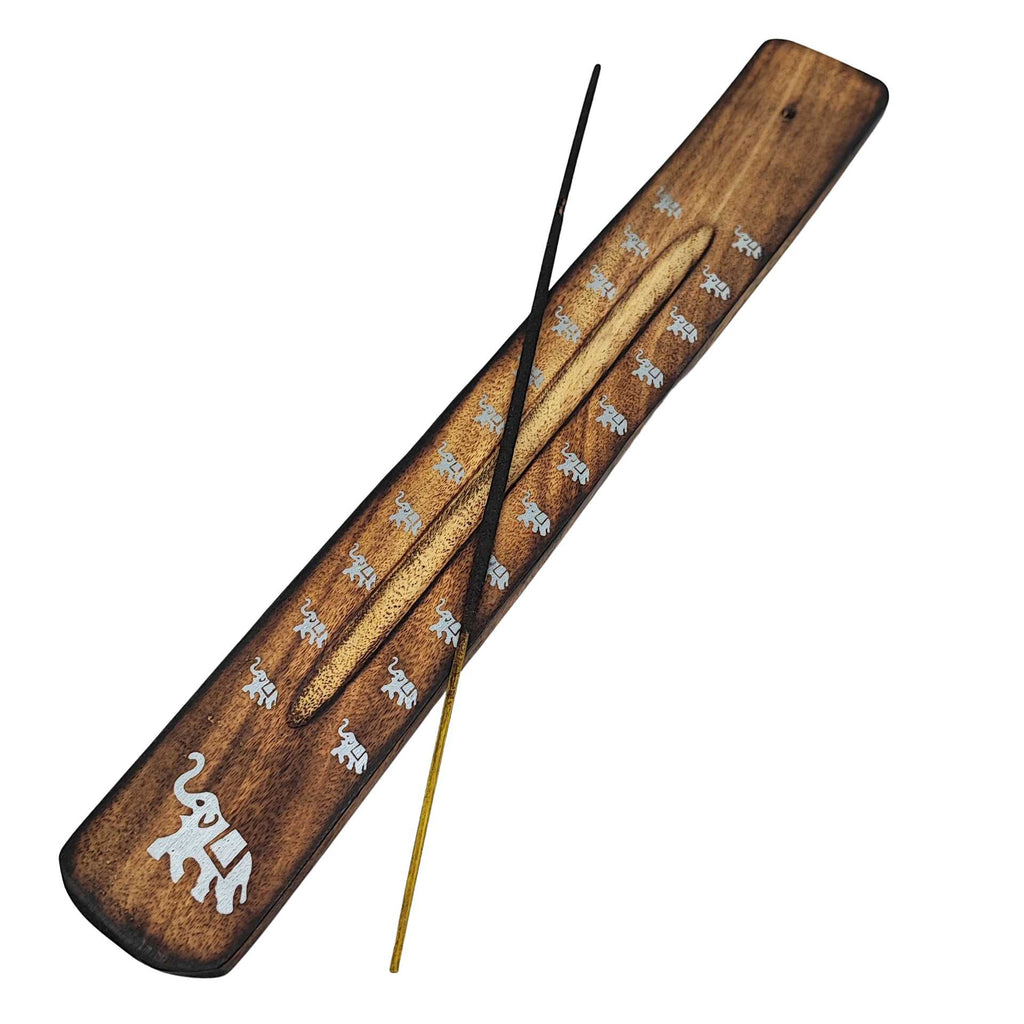 Incense Burner -Stick Holder -Carved Mango Wood -Elephant -Incense Sticks -Aromes Evasions 