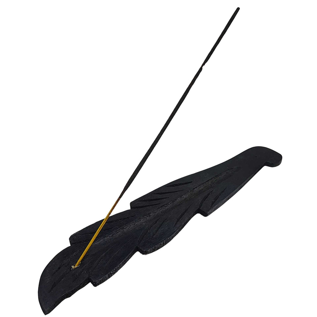 Incense Burner -Stick Holder -Mango Wood -Leaf Coloured -Black -Incense Sticks -Aromes Evasions 