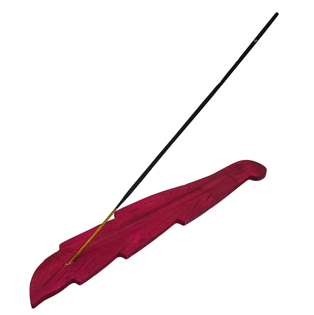Incense Burner -Stick Holder -Mango Wood -Leaf Coloured -Pink -Incense Sticks -Aromes Evasions 
