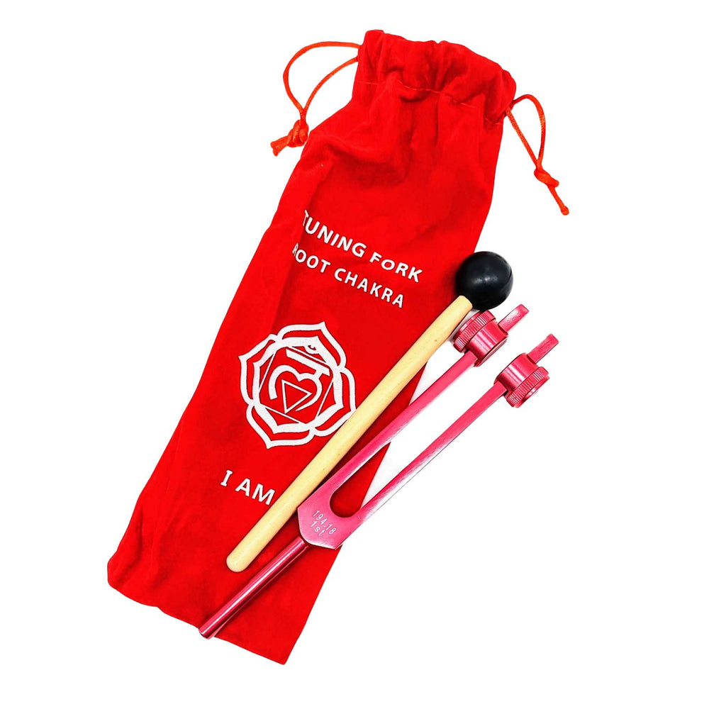 Meditation Accessories -Chakra Tuning Fork -Colored Velvet Bag 1er