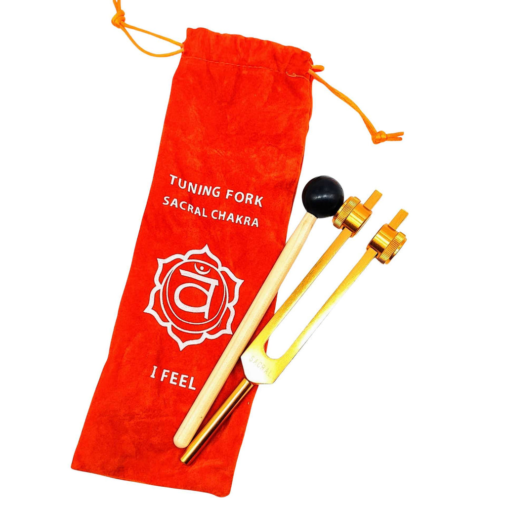 Meditation Accessories -Chakra Tuning Fork -Colored Velvet Bag 2e