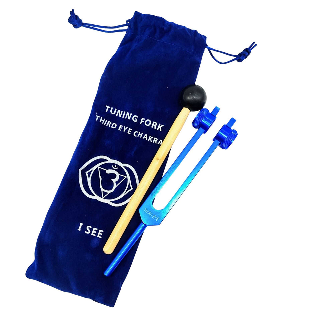 Meditation Accessories -Chakra Tuning Fork -Colored Velvet Bag 6e