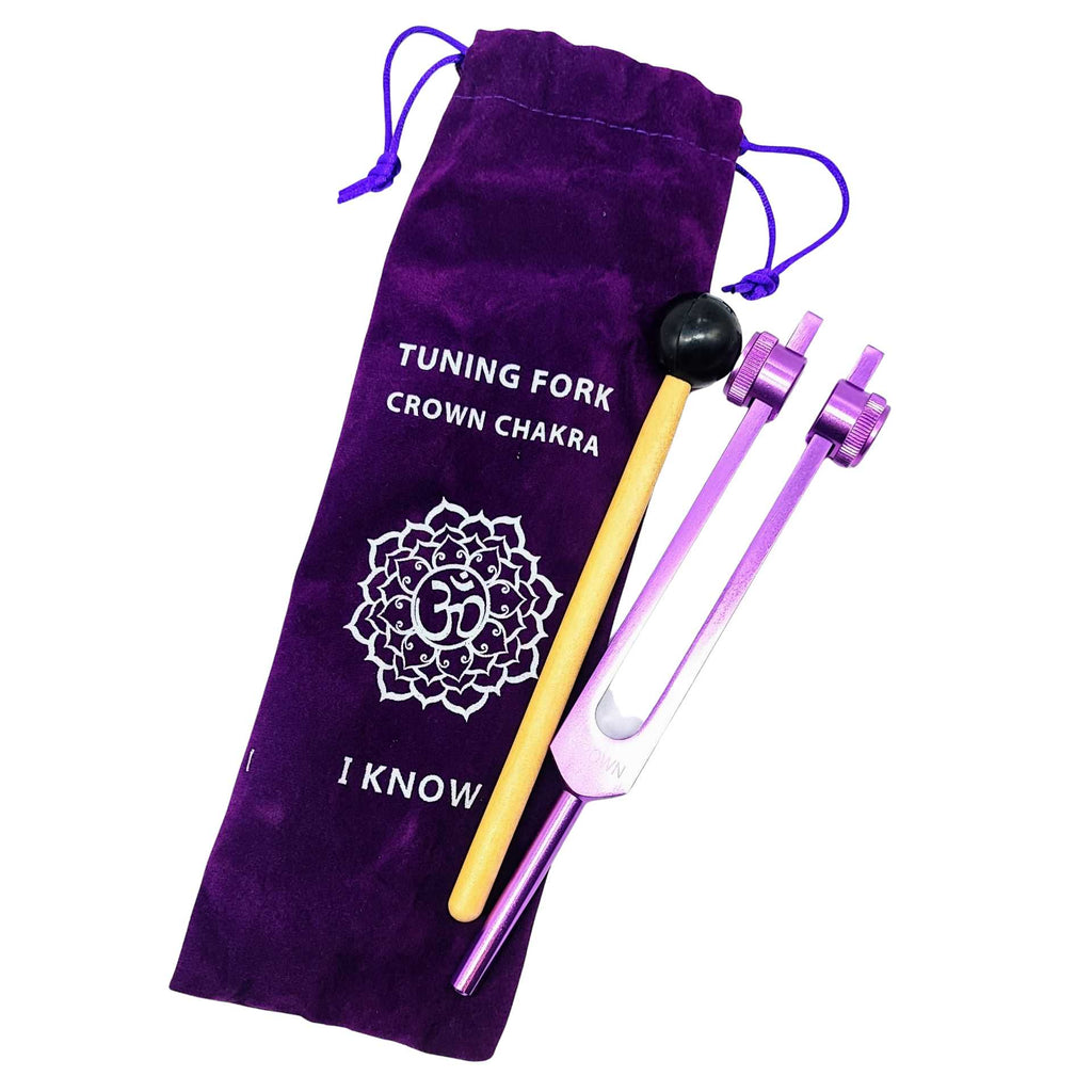Meditation Accessories -Chakra Tuning Fork -Colored Velvet Bag 7e