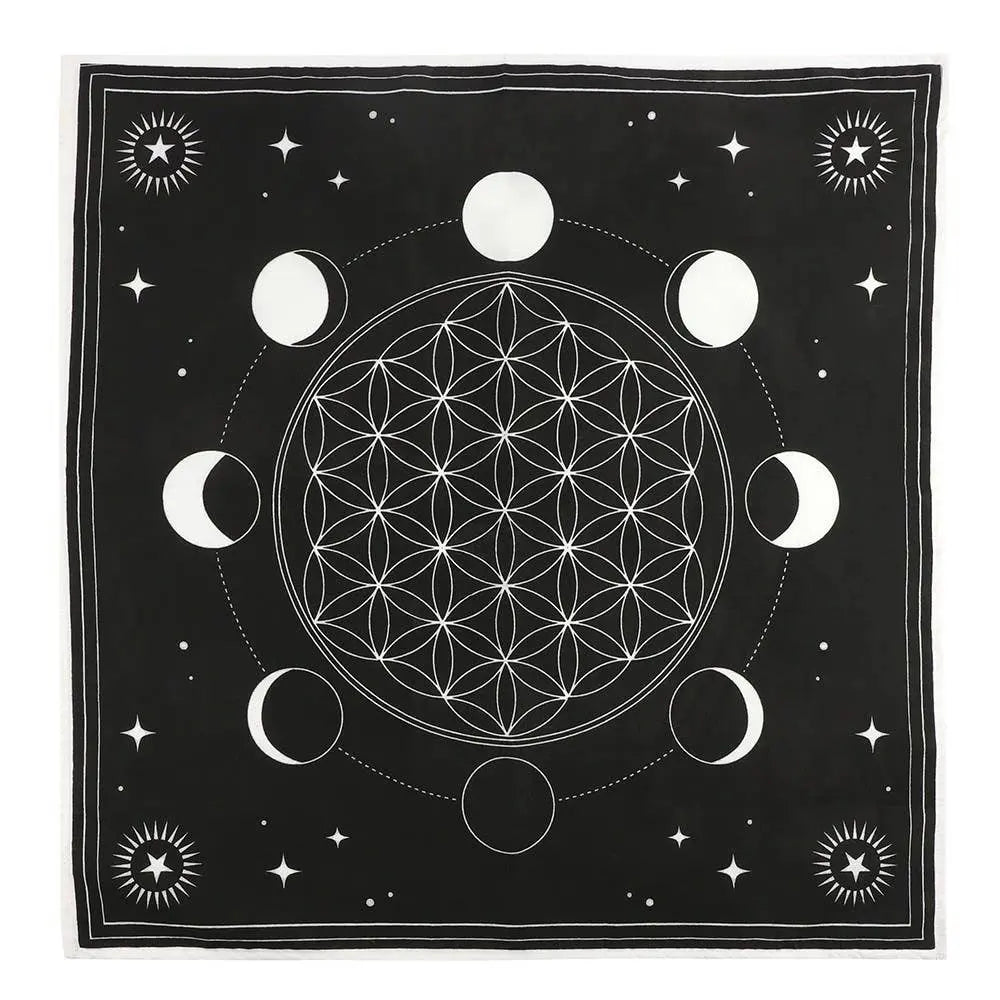 Moon Phase Crystal Grid Altar Cloth - -Aromes Evasions 