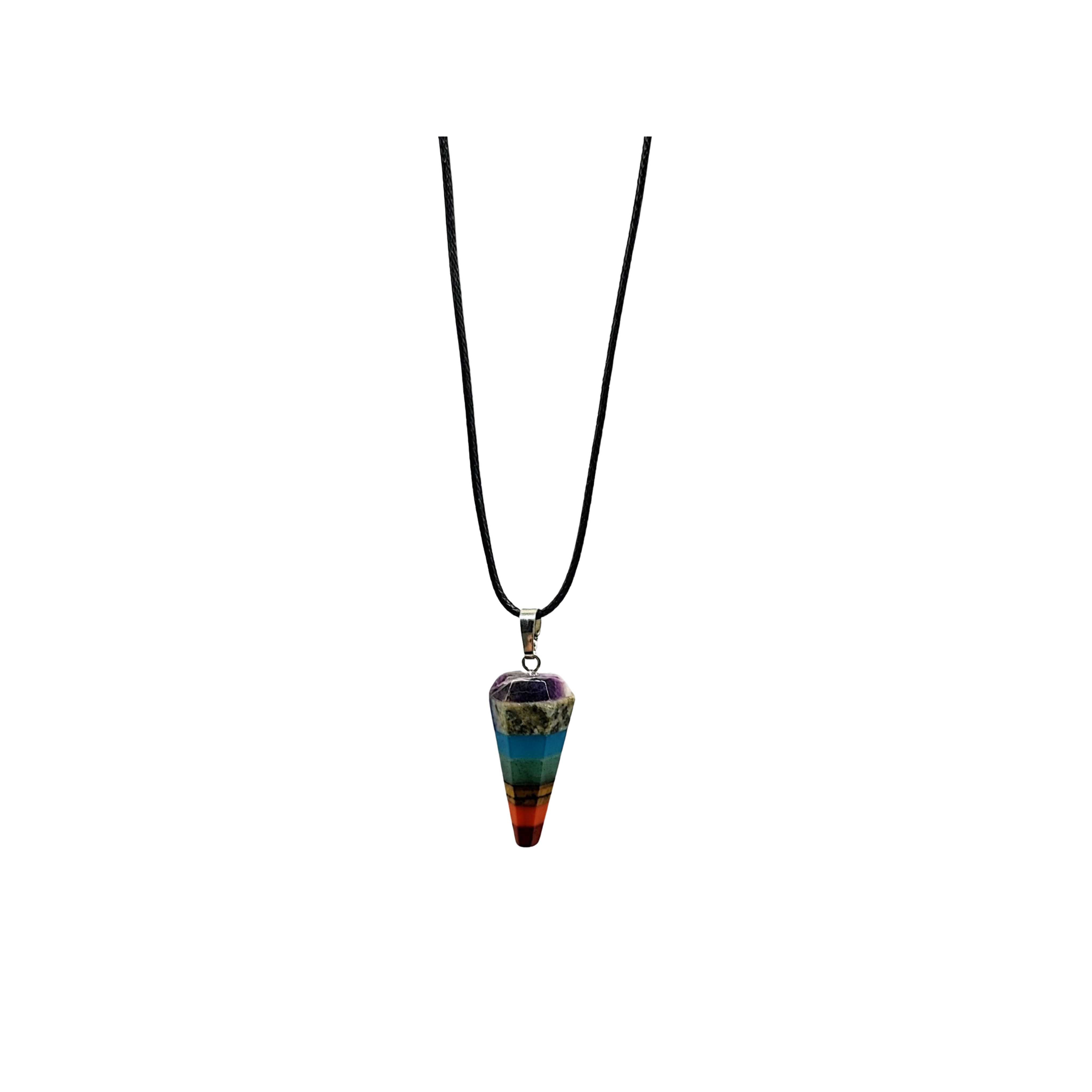 Necklace -7 Chakras -Small Cone Shape -Aromes Evasions – Arômes et