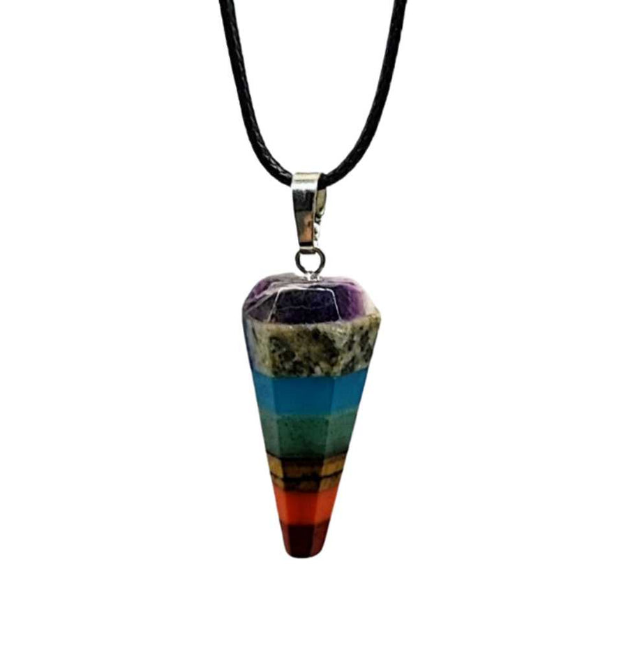 Necklace -7 Chakras -Small Cone Shape -Aromes Evasions – Arômes et