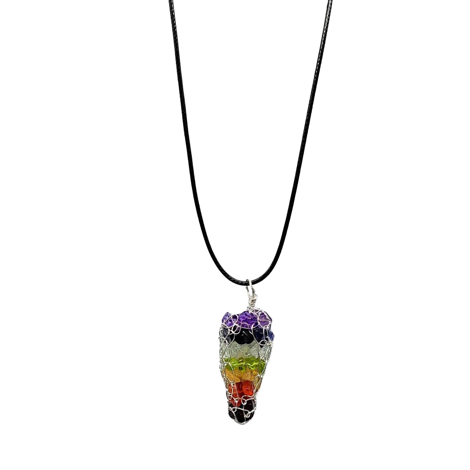 Necklace -7 Chakras -Crystal Chips -Wire Wrapped -Aromes Evasions – Arômes  et Évasions