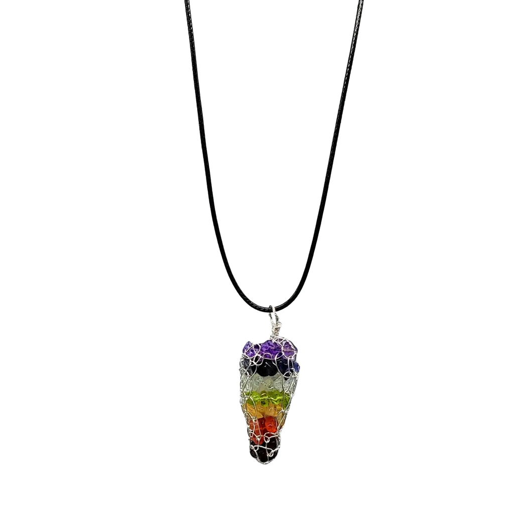 Necklace -7 Chakras -Crystal Chips -Wire Wrapped