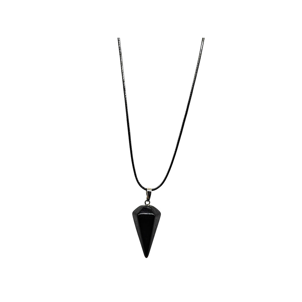 Necklace -Cone -Natural Black Agate