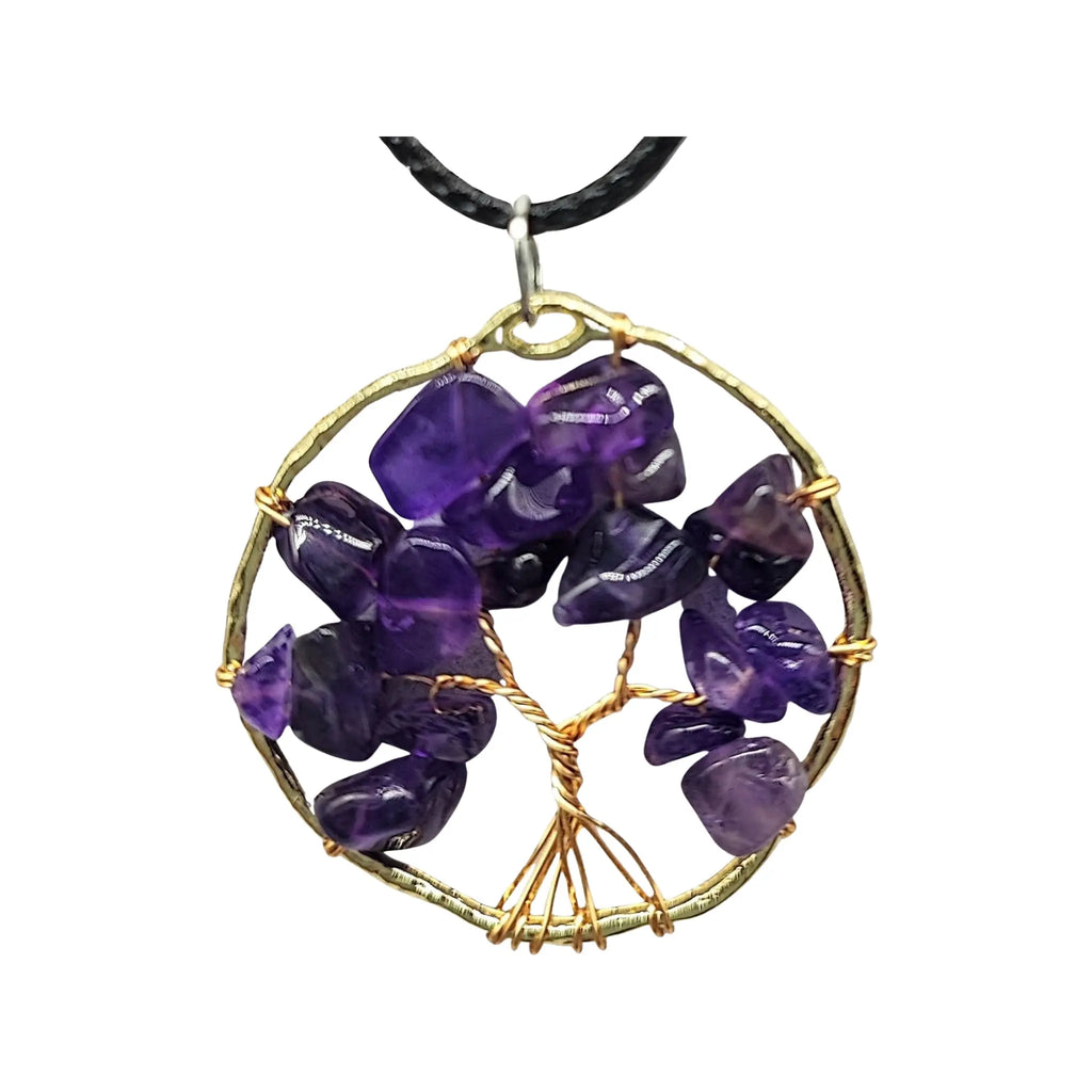 Necklace -Copper Wire Wrap -Tree of Life & Amethyst