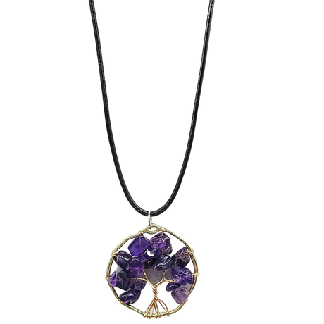 Necklace -Copper Wire Wrap -Tree of Life & Amethyst