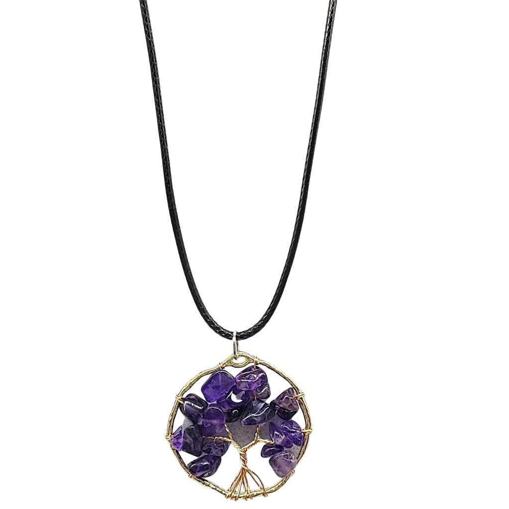 Necklace -Copper Wire Wrap -Tree of Life & Amethyst