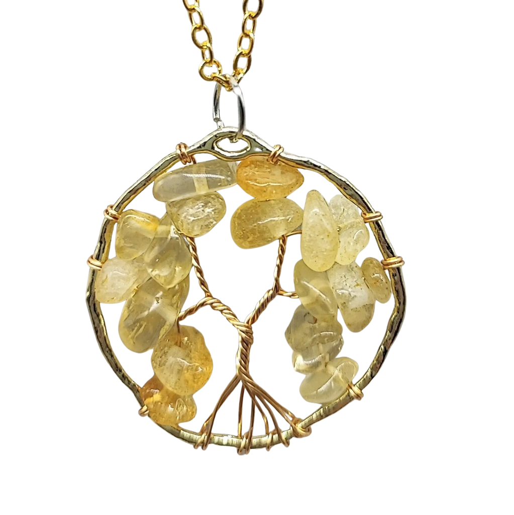 Necklace -Copper Wire Wrap -Tree of Life & Citrine