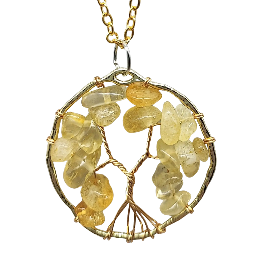 Collier arbre de vie en pierre naturelle Citrine