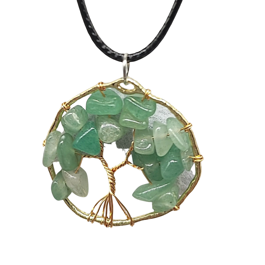 Necklace -Copper Wire Wrap -Tree of Life & Green Aventurine -Tree of Life -Aromes Evasions 