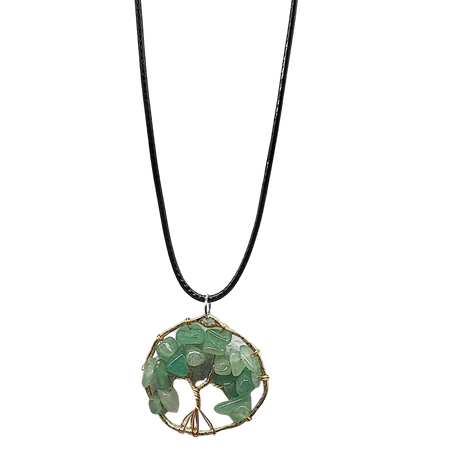 Necklace -Copper Wire Wrap -Tree of Life & Green Aventurine