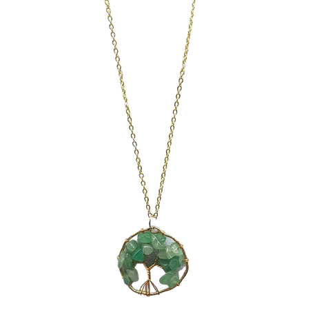 Necklace -Copper Wire Wrap -Tree of Life & Green Aventurine