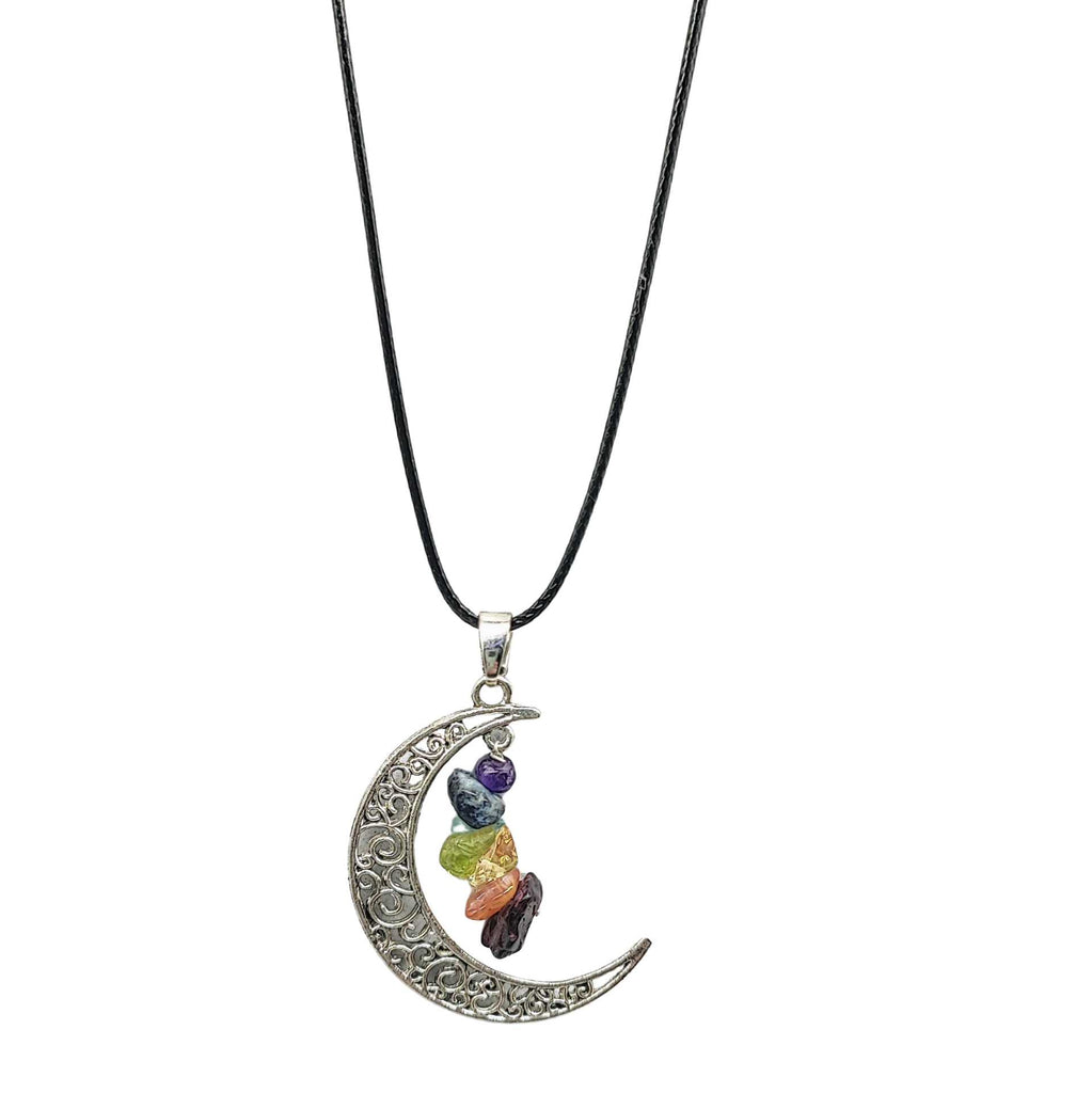 Necklace -Crescent Moon -7 Chakras Stone