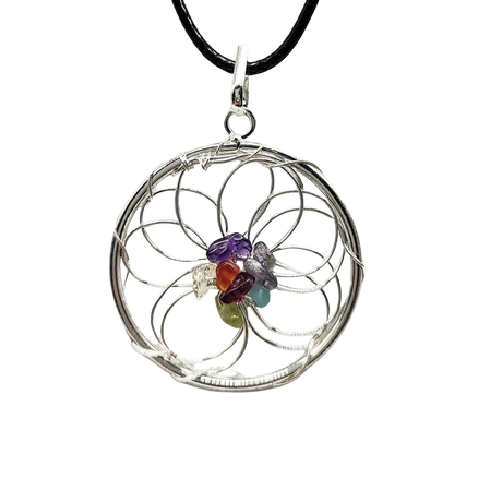 Necklace -Dream Catcher -Flower of Life -7 Chakras
