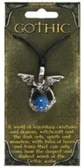 Necklace -Gothic Amulet Charm -Demon & Blue Sphere