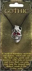 Necklace -Gothic Amulet Charm -Skull Red Eyes