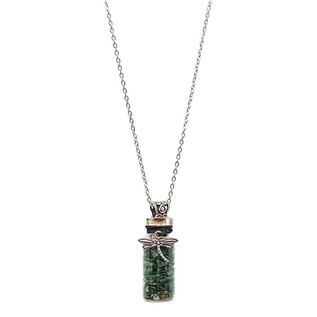 Necklace -Green Aventurine with Dragonfly -Bottle
