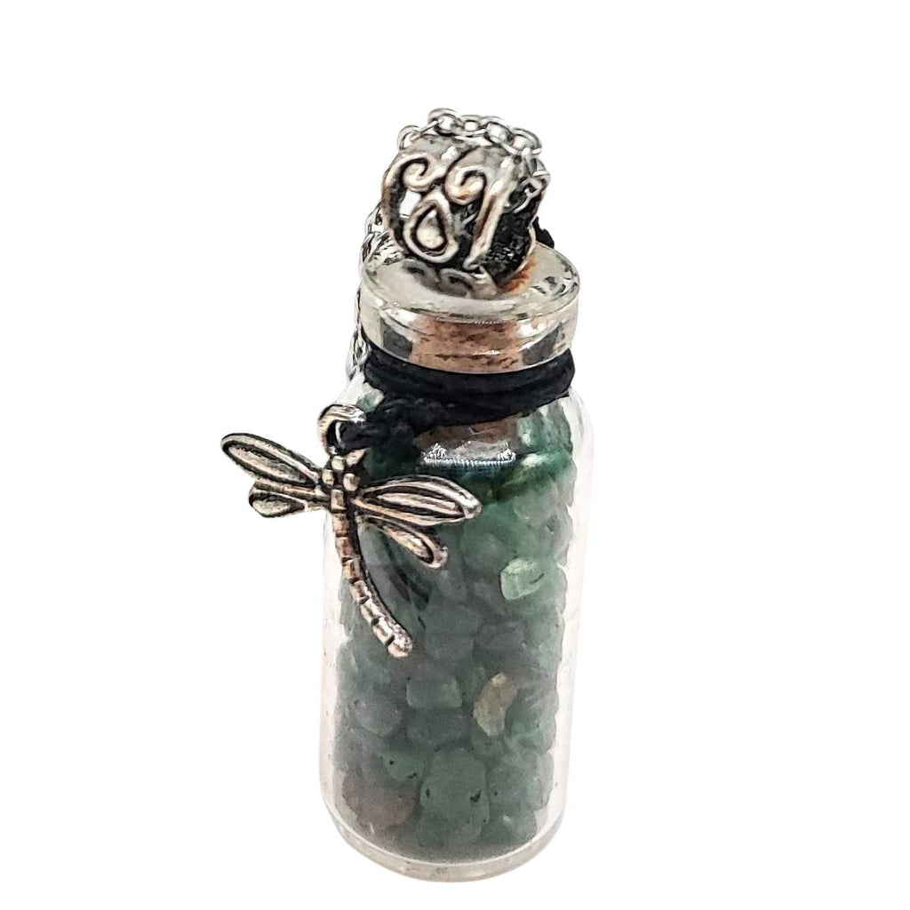 Necklace -Green Aventurine with Dragonfly -Bottle