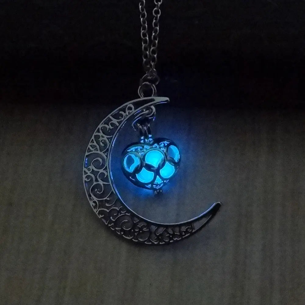 Necklace -Moon Cage -Luminaries Stone -Glow In The Dark