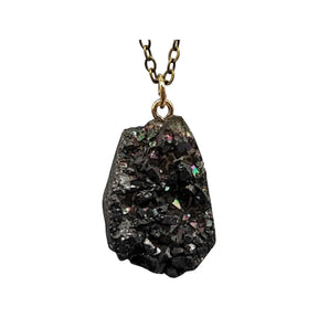 Necklace - Natural Druzy - Black Agate