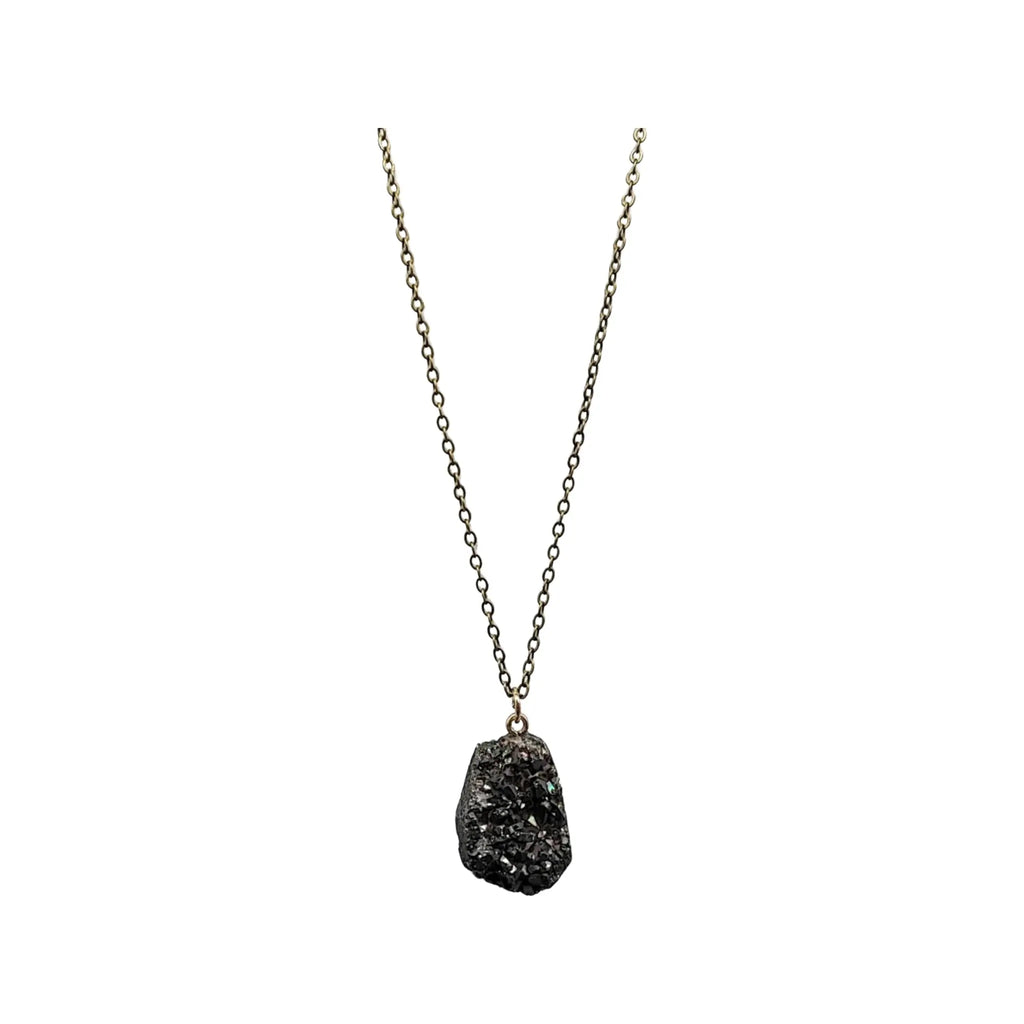 Necklace -Natural Druzy -Black Agate