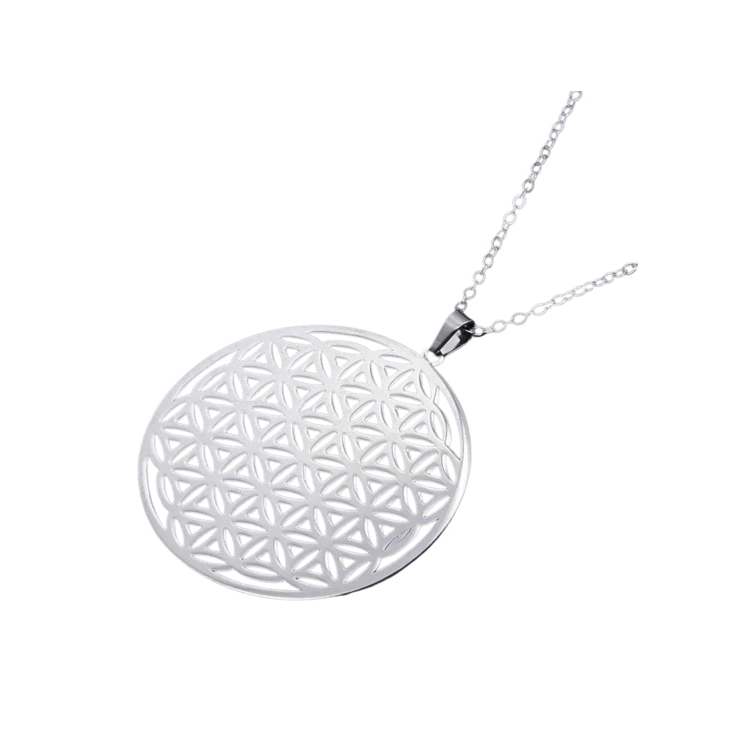 Necklace -Stainless Steel Pendant -Flower of Life