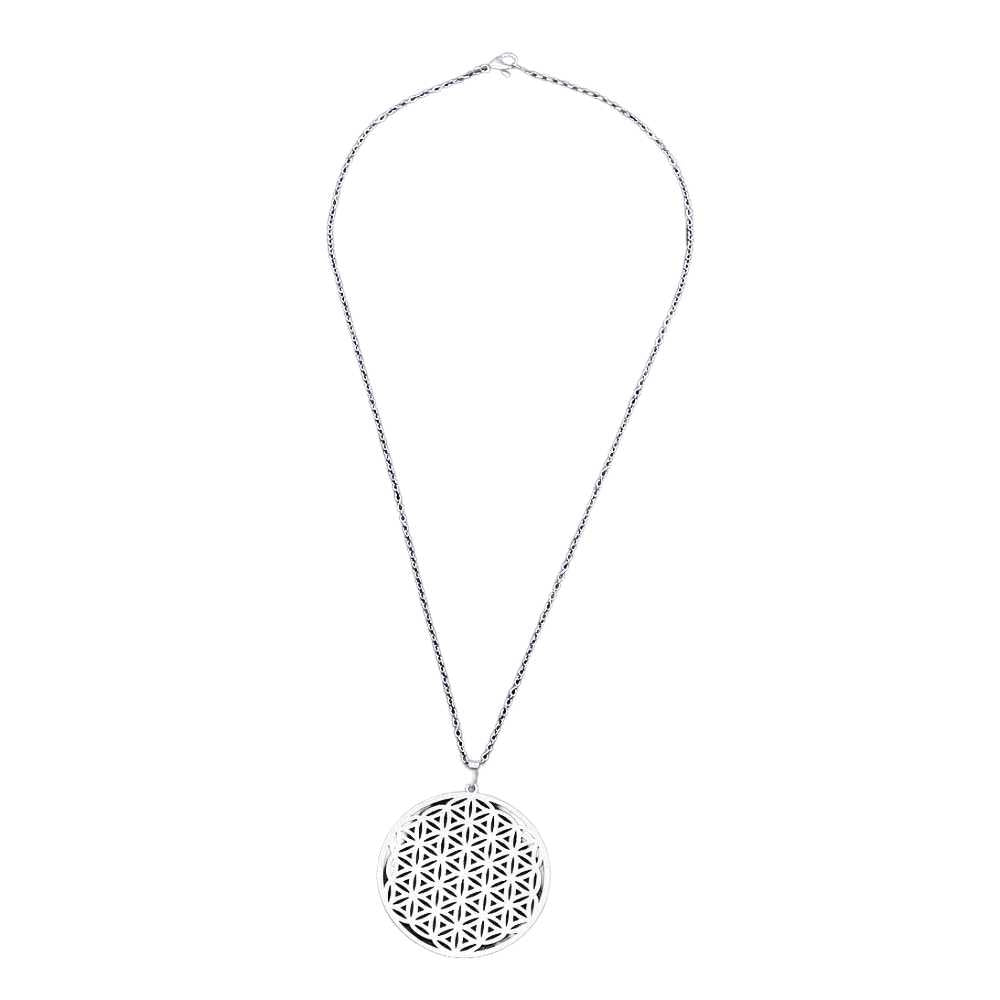 Necklace -Stainless Steel Pendant -Flower of Life