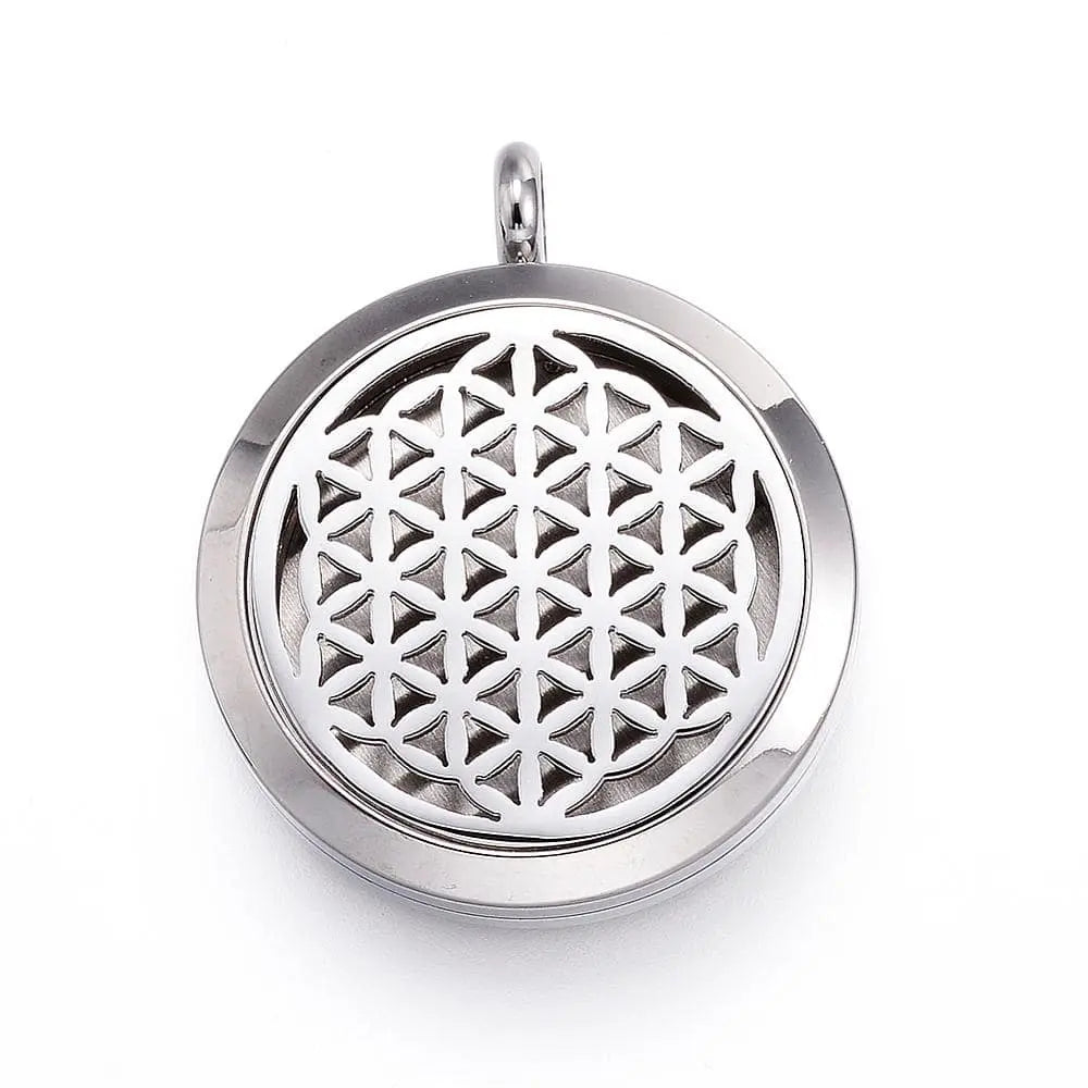 Diffuser -Necklace -Stainless Steel -Pendants -Flower of Life